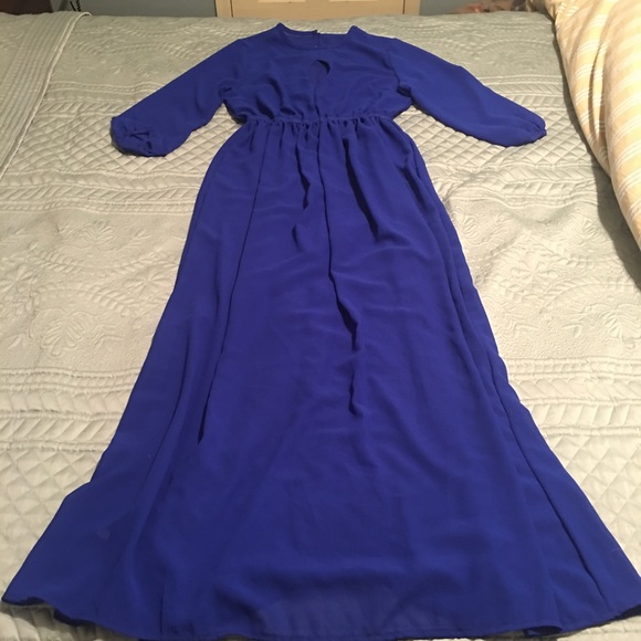 Bright Blue Sheer Dress or Bathing Suit Cover - Picture 2 of 6